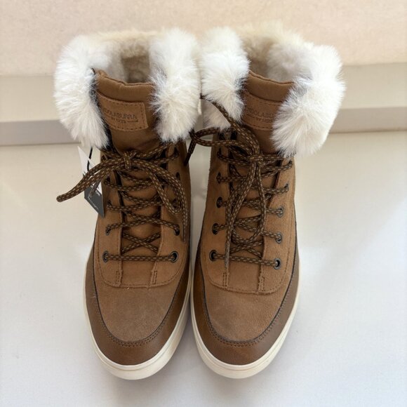 Koolaburra by UGG Ryanna Boots Leather Suede Faux Fur Lace Up Booties Chestnut - Picture 5 of 7